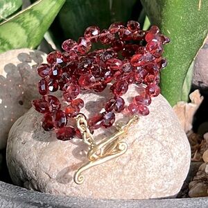 Robin Rotinier 18 karat gold and garnet briolette necklace